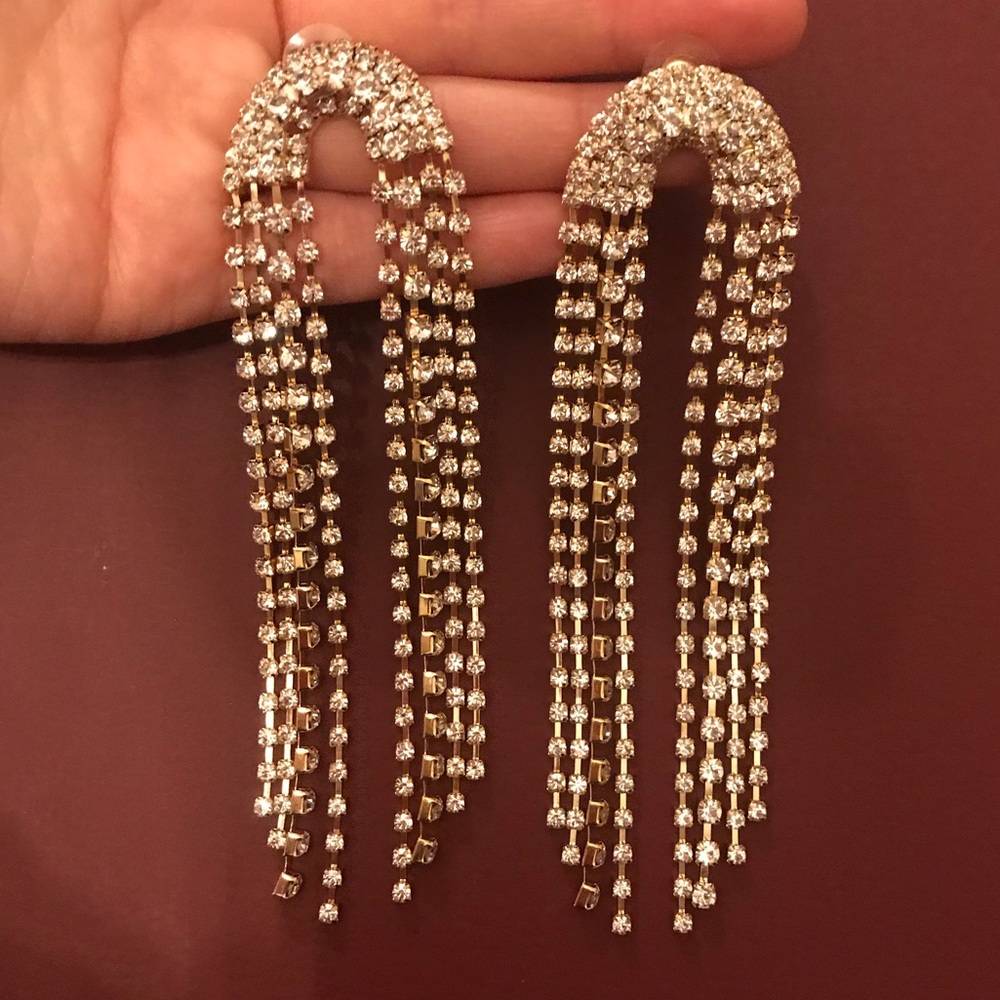 Rhinestone gold earrings